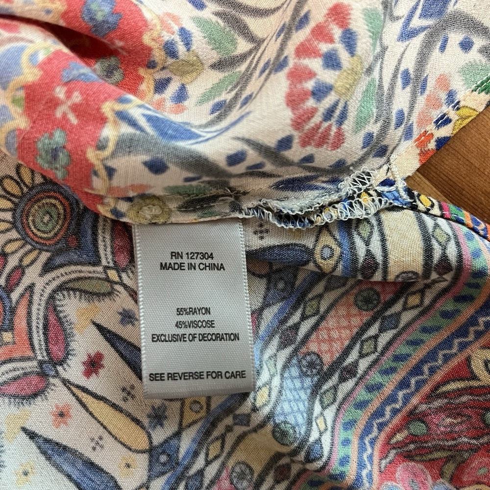John Mark Top Medium Artsy Peasant Colorful Tunic Floral Embroidered Boho - Picture 14 of 15